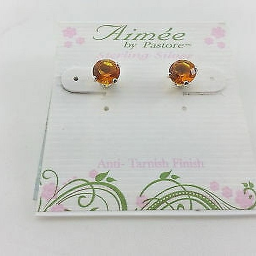 Aime’e by Pastore Sterling Silver Birth Month Stud Earrings NWT November